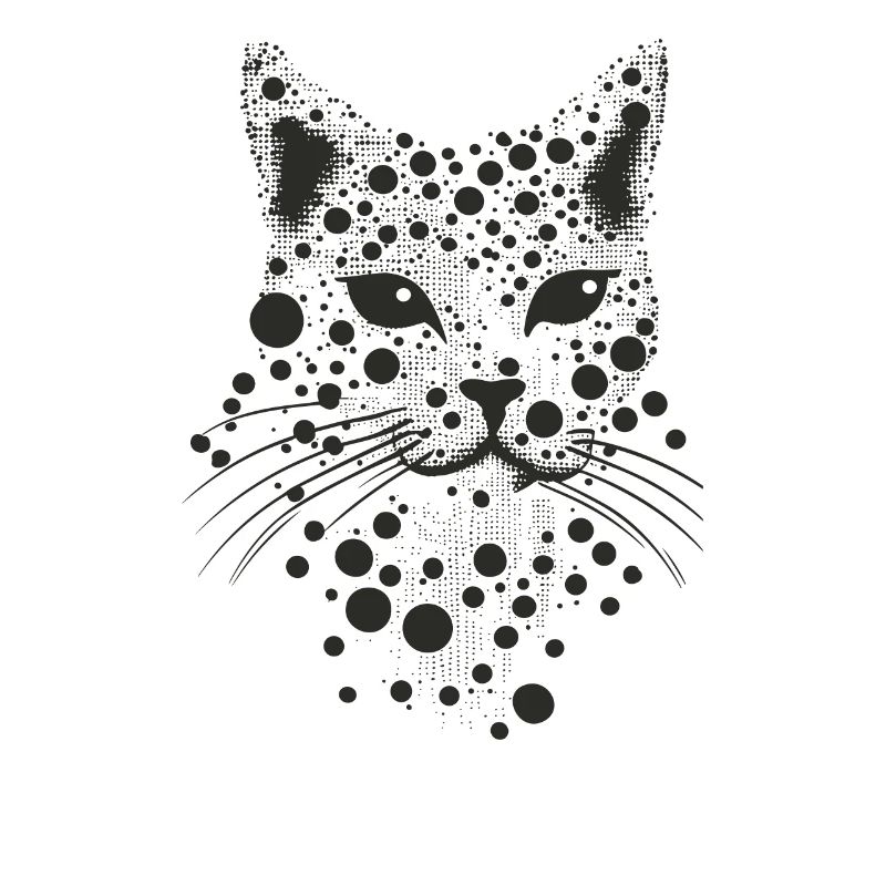 Visage de chat de chat dans la conception de points