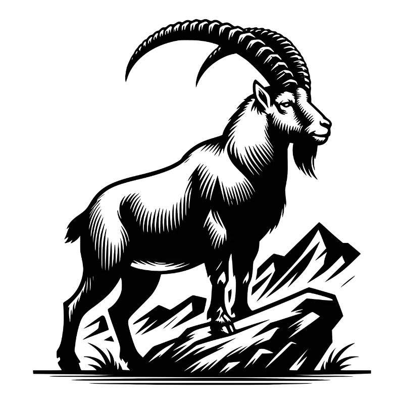 Steinbock mit gewaltigen Hörnern
