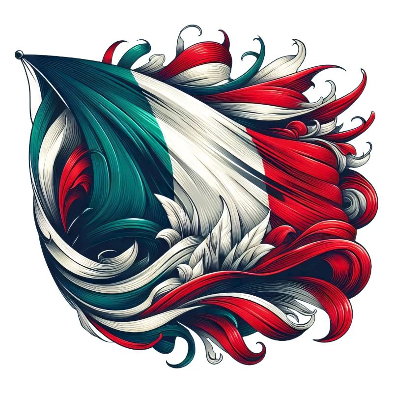 Drapeau italien Fleurs Drapeau français