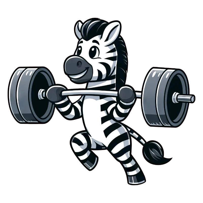 Strong zebra doing dumbbell workout