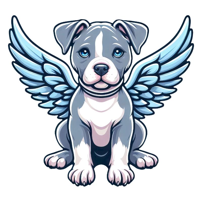 Ailes d’ange de dessin animé de chien Pitbull mignon
