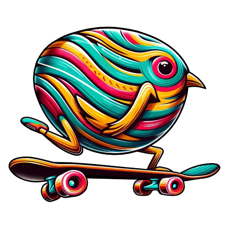 Easter Egg Skateboard Chick, Bird Skater