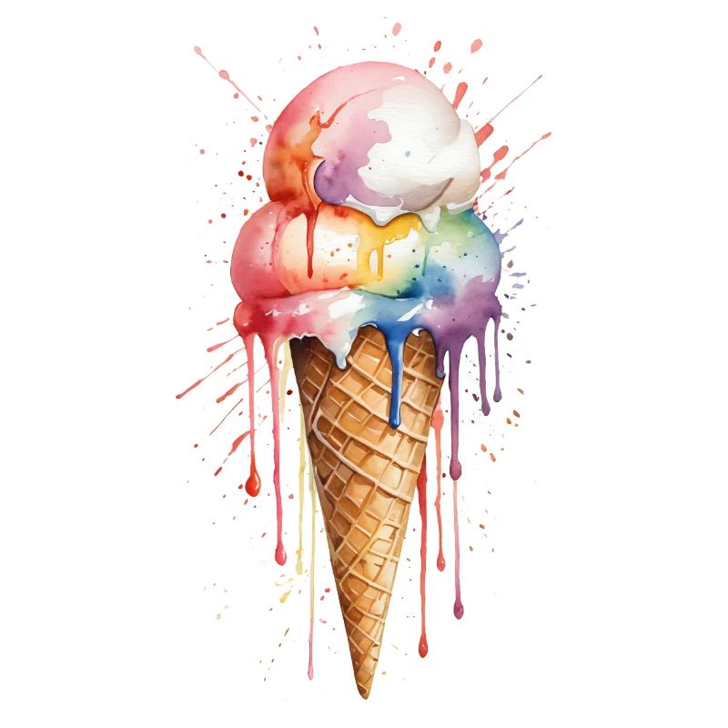 Cornet de crème glacée arc-en-ciel - Gâterie colorée