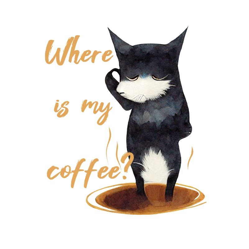 Where is my coffee? Geschenkidee, Katze, Kaffee