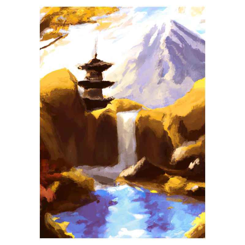 Japan Tower Wasserfall Gemälde