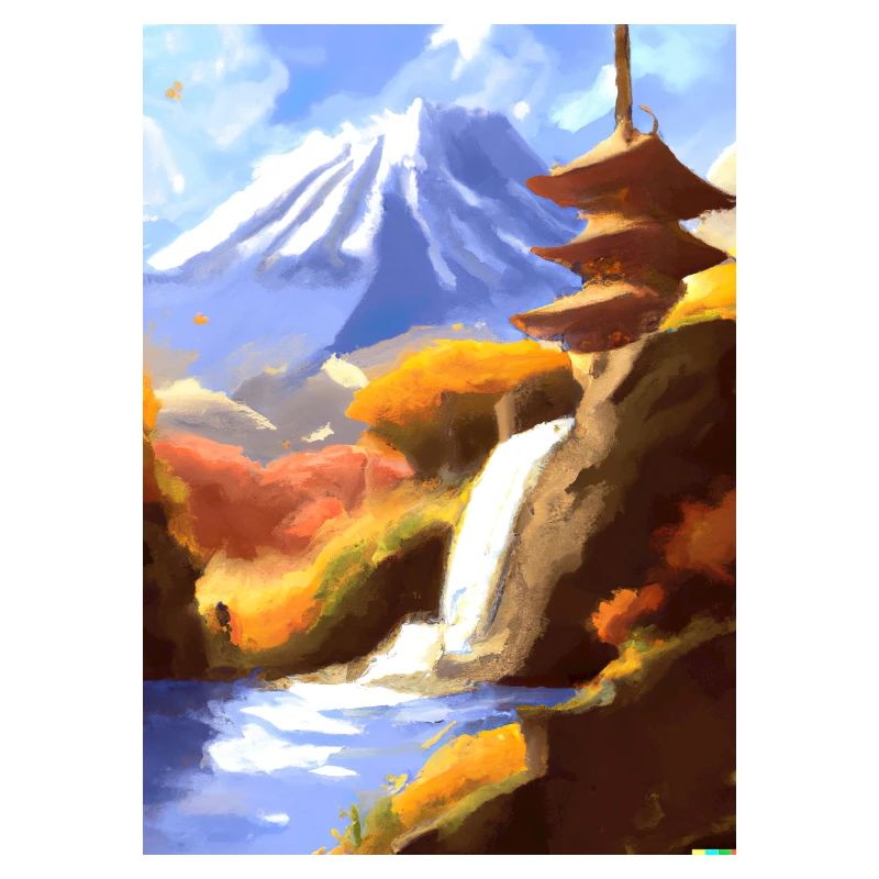 Japan Tower Wasserfall Gemälde