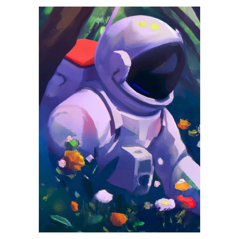 Astronaut in Blumen