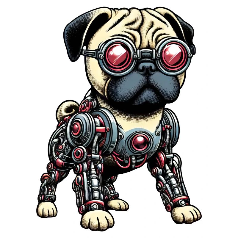 Hund Mops Roboter Cyborg Mechanisch