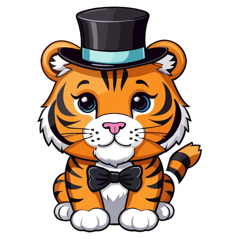 Tiger mit Hut und Fliege