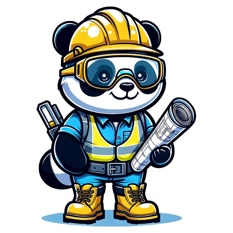 Cute Panda Construction Worker
