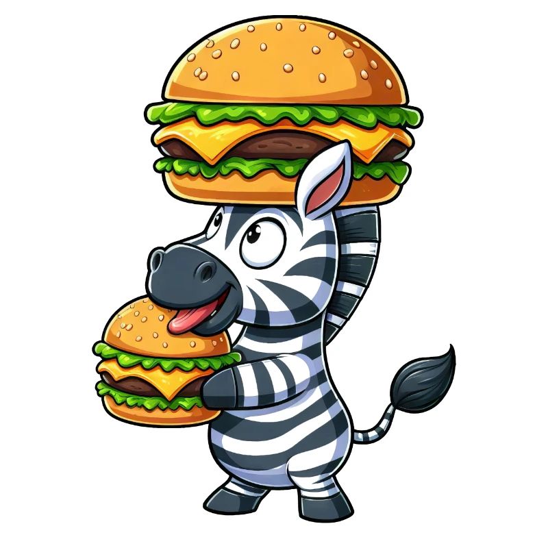 Whimsical Zebra Hamburger Fast Food Cheeseburger
