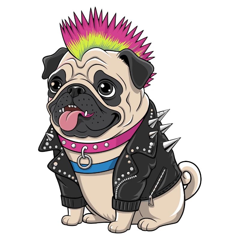 Mops Hundehalter Mops Punk Punker