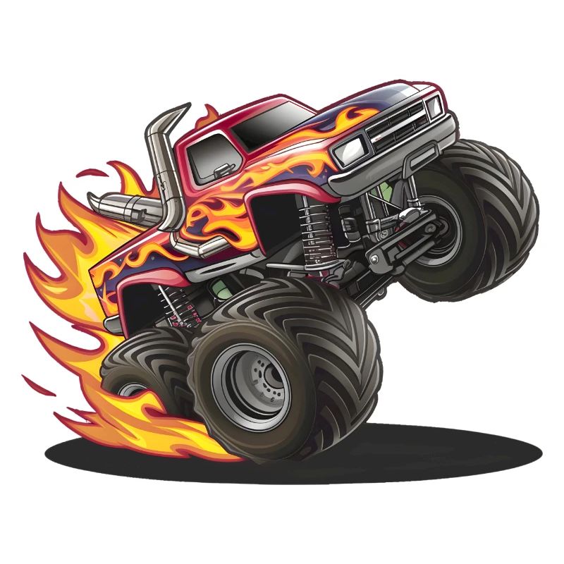 Monstertruck mit lodernden Reifen