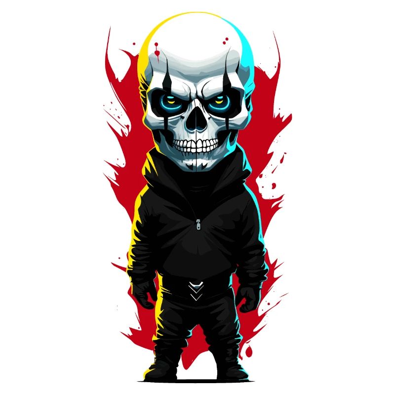 Kleiner Mann mit Totenkopf