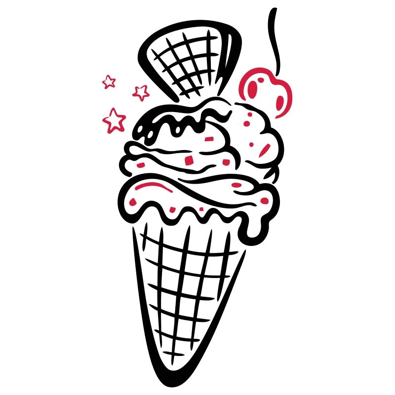 Eis, Eiswaffel mit Kirsche