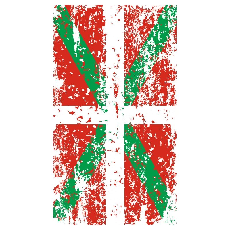 Drapeau Pays Basque usé. Ikurriña.