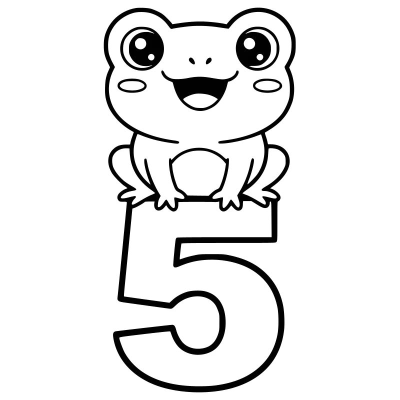 Grenouille joyeuse avec le chiffre 5 (dessin animé)