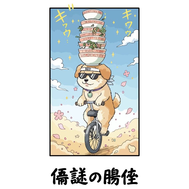 Noodle Stack Pup auf Einrad