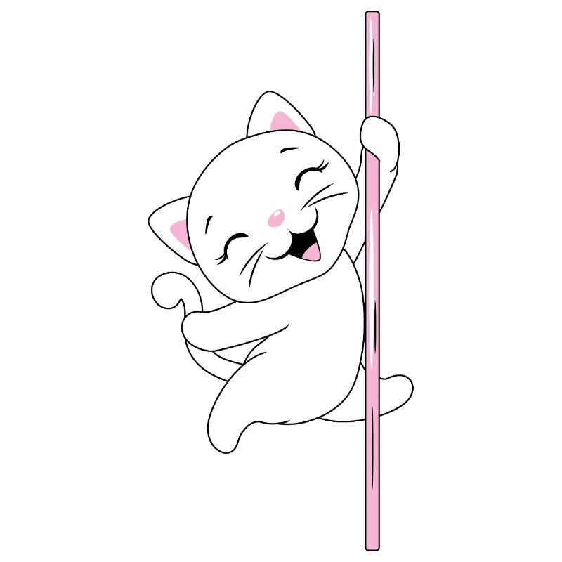 White_cat_is_dancing_on_a_pole