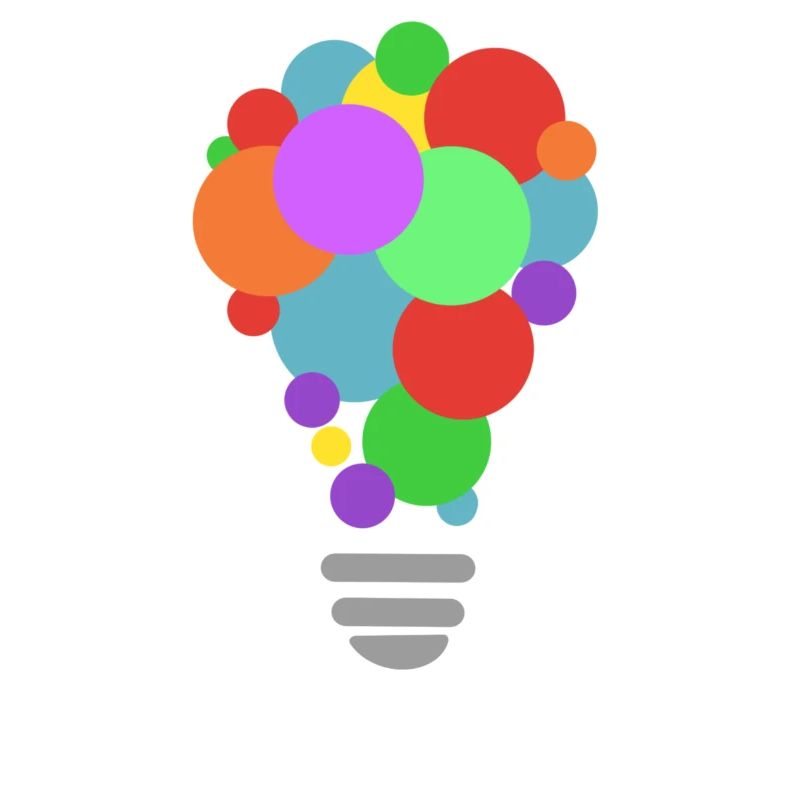 CREATIVITY lightbulb with white print