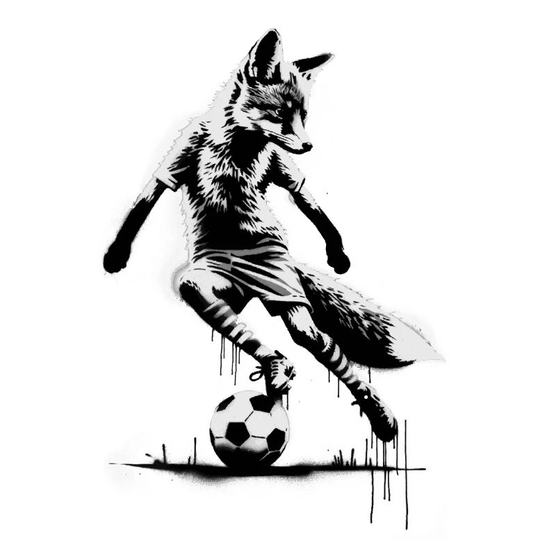 Fox playing soccer