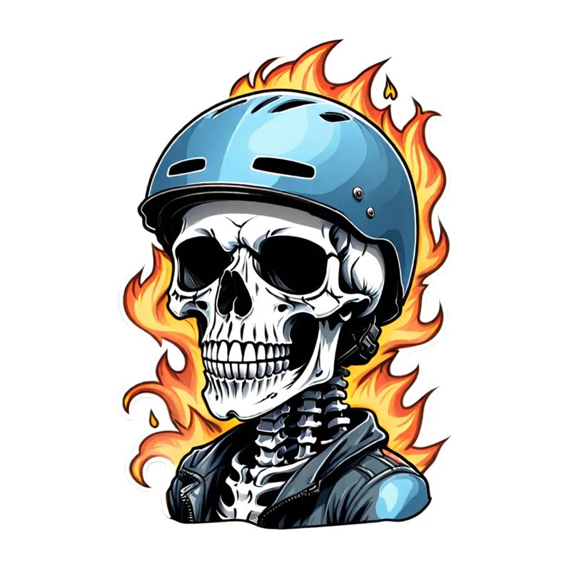 Retro Style Motorcycle - Skull and Skeleton