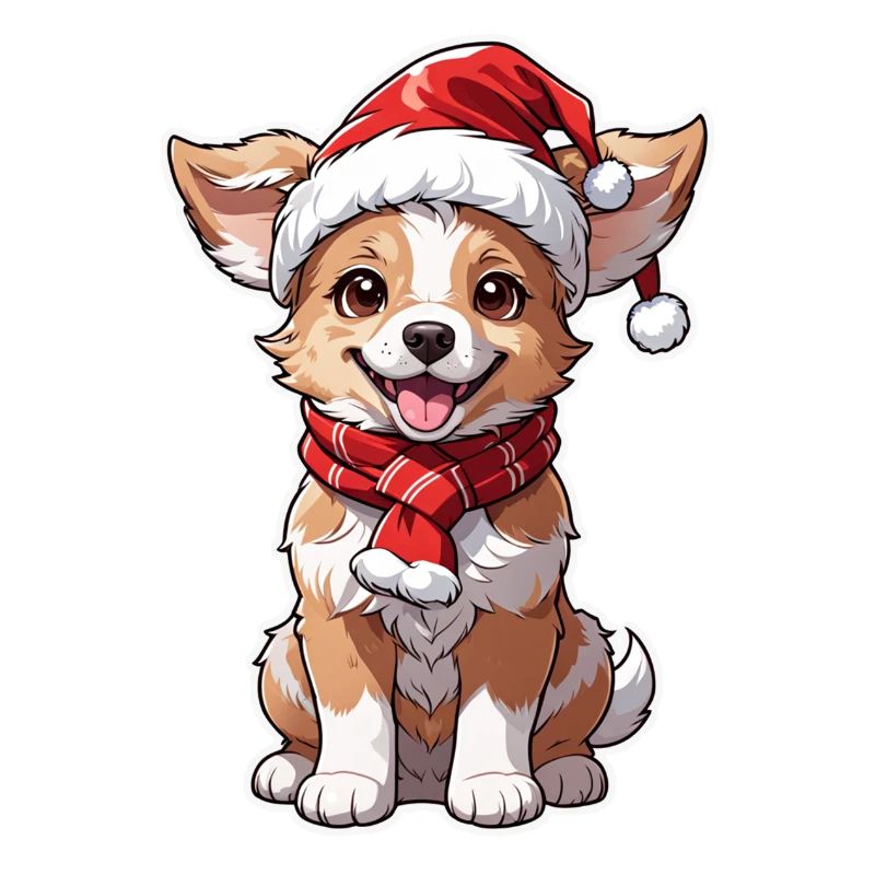 Hund mit Weihnachtsmütze