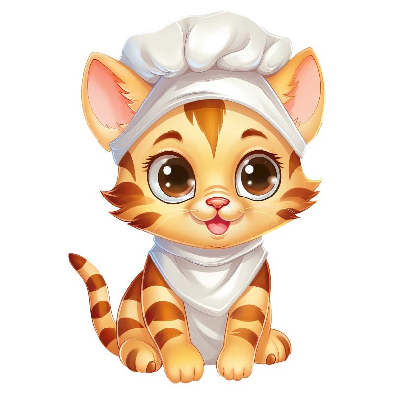 Cute Bengal Cat Chef Comic Design