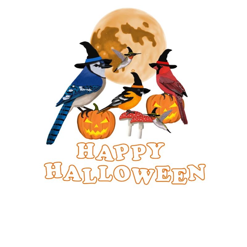 Cardinal Oriole Halloween Kürbis Mond Vogel