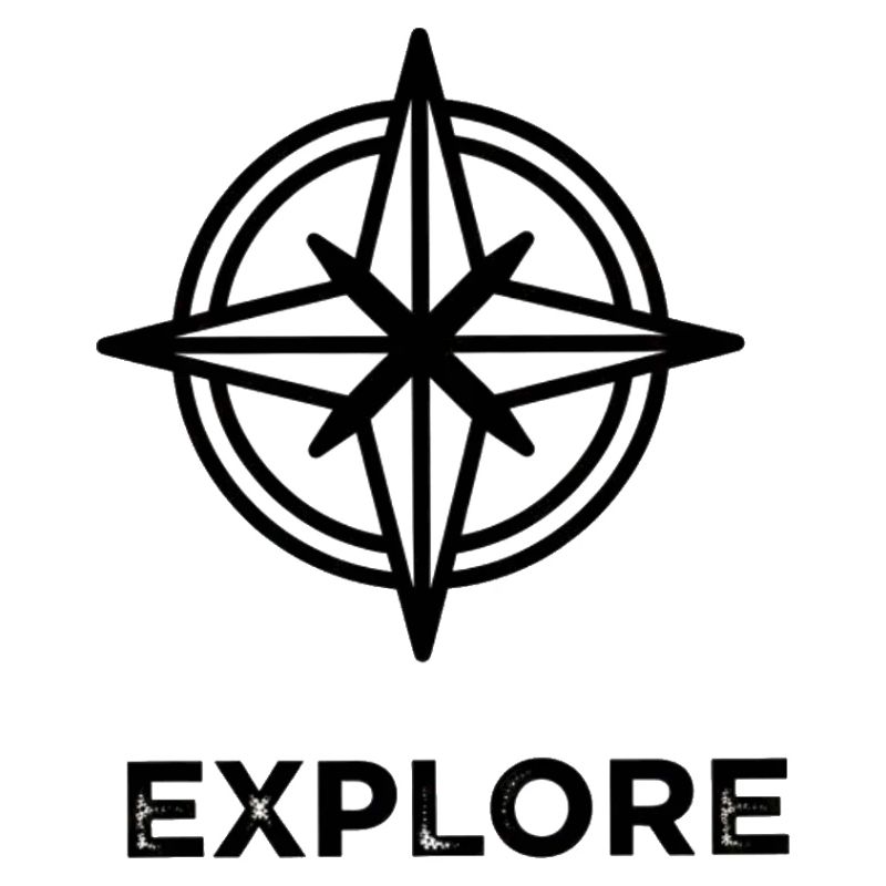 Kompassstern mit „Explore“ Schriftzug 