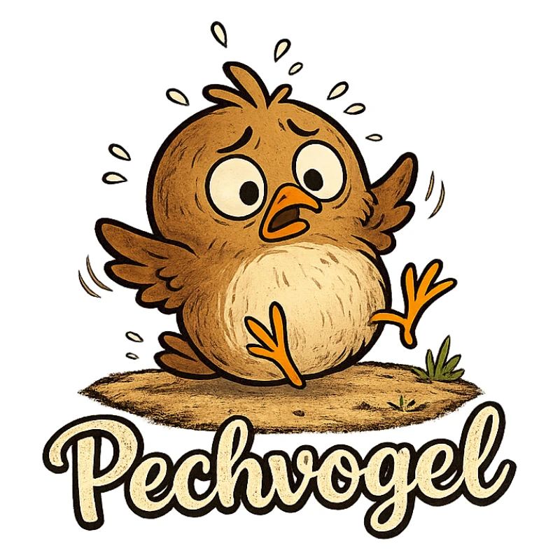 Pechvogel - süßer kleiner trotteliger Vogel