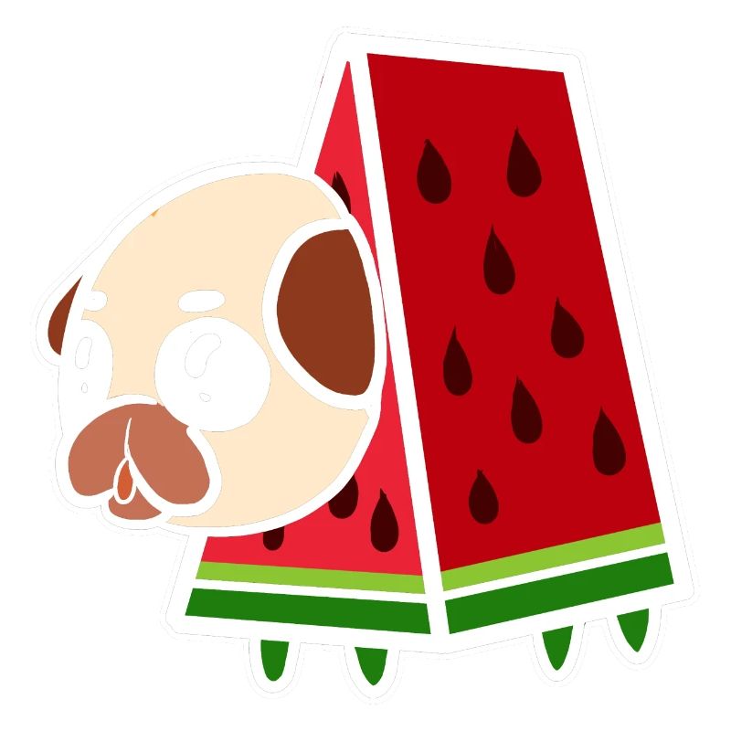 Mops und Wassermelone. Hundemama Geschenk