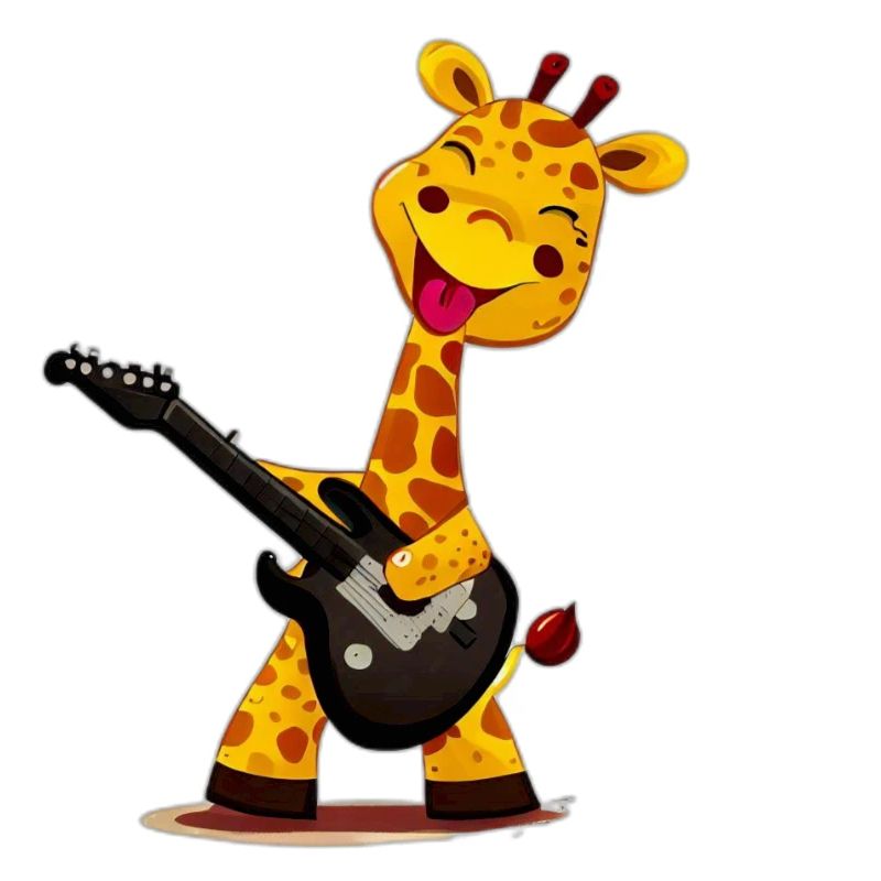 Giraffe mit Gitarre