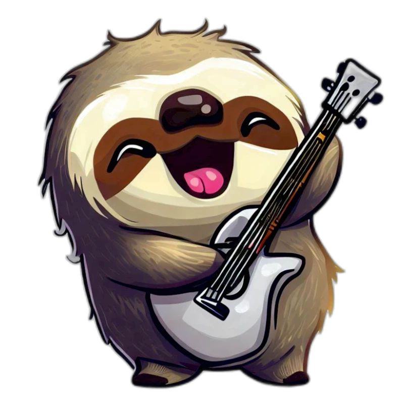 Sloth with guitar