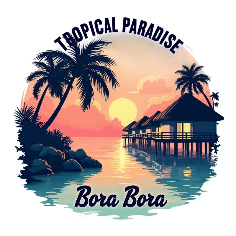 Tropical Paradise Bora Bora Sunset by the Beach