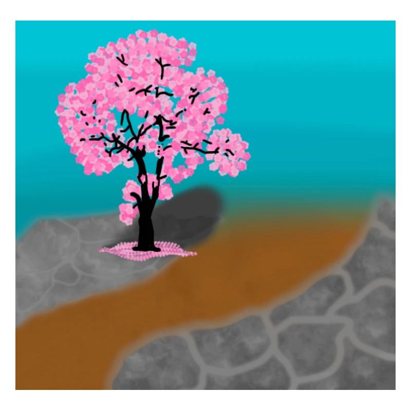 Digital Landschaft. Kirschblütenbaum