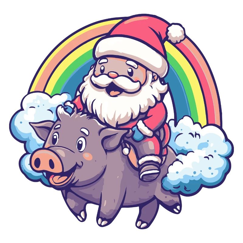 Schwein Weihnachtsmann Regenbogen Wildschwein