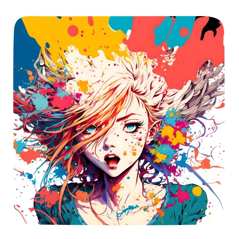 Anime moderne Mädchenfarbe Splash