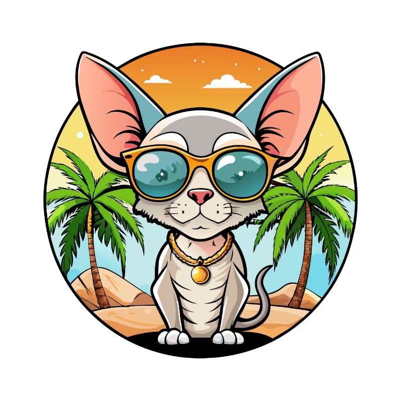 Devon Rex Cat Breed Cartoon Lunettes de soleil Beach