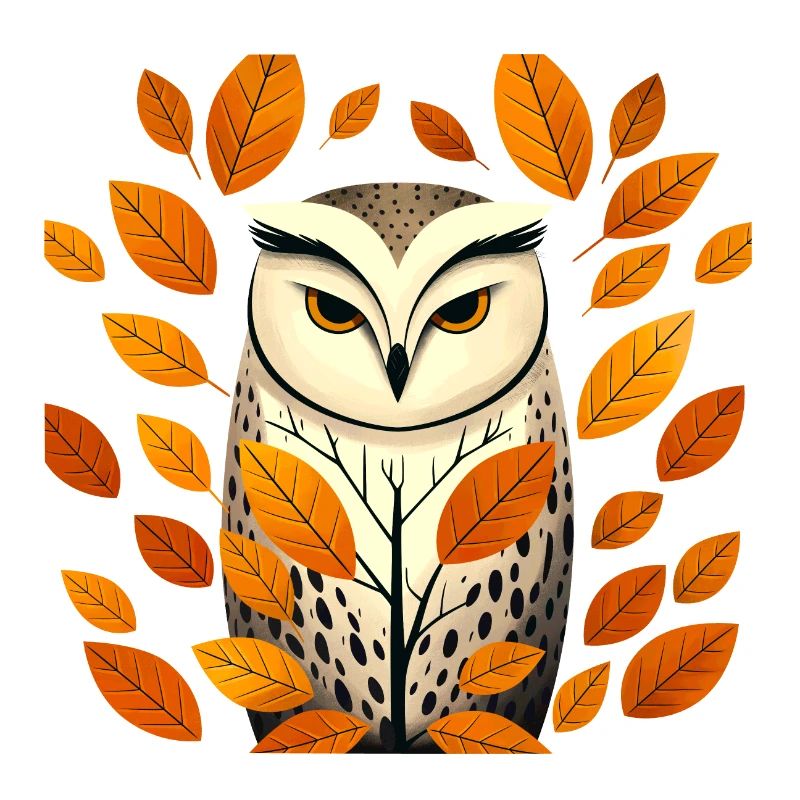 Eule und Herbstblätter