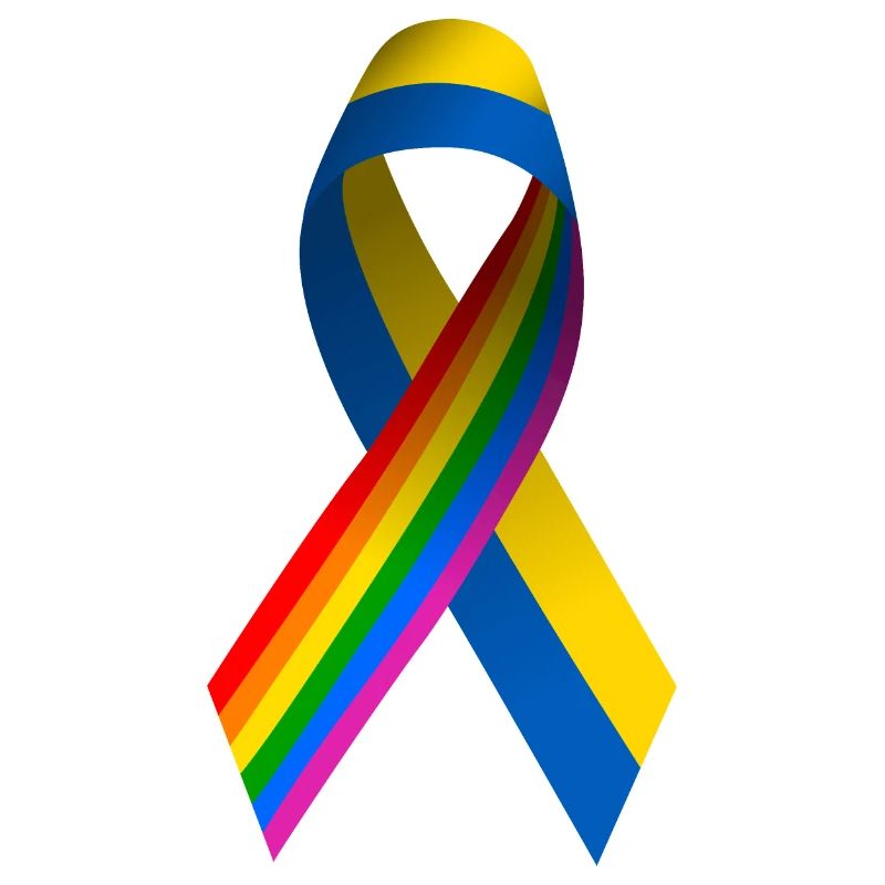 Schleife Ukraine mit Regenbogen