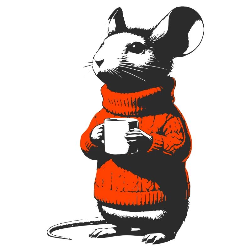 Souris en pull à col roulé