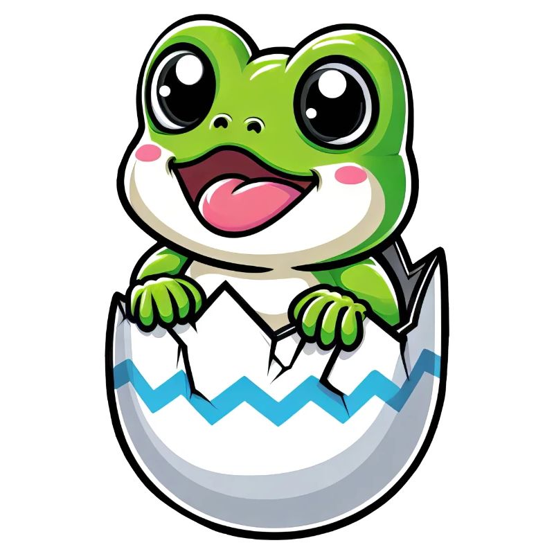 Colorful Easter Egg with Hatching Frog Motif