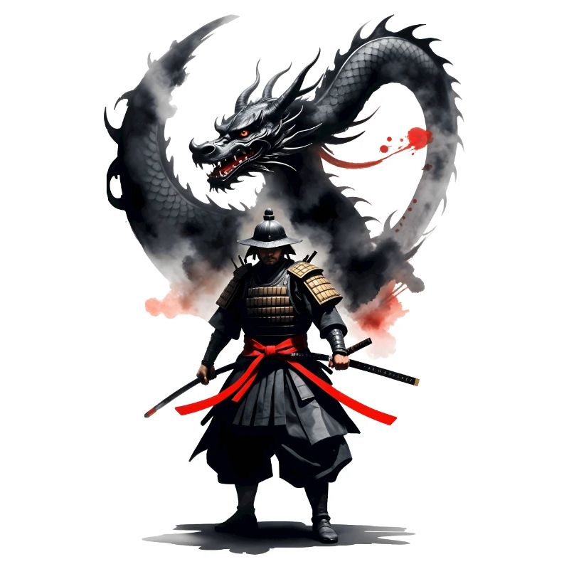 Samurai Krieger Schwarzer Drache