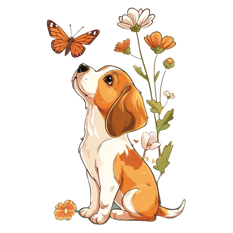 Beagle et papillon