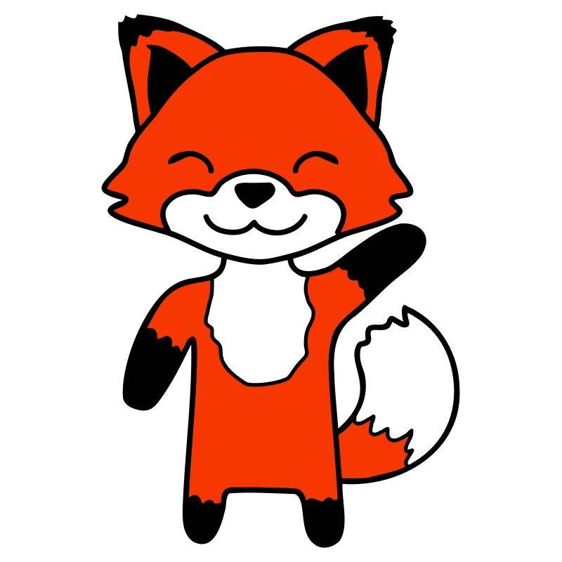 Fox waving friendly hand hello greeting cute
