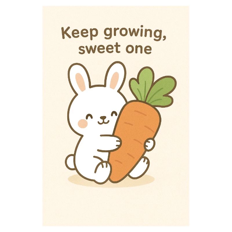 Kawaii Bunny Hugging Giant Carrot
