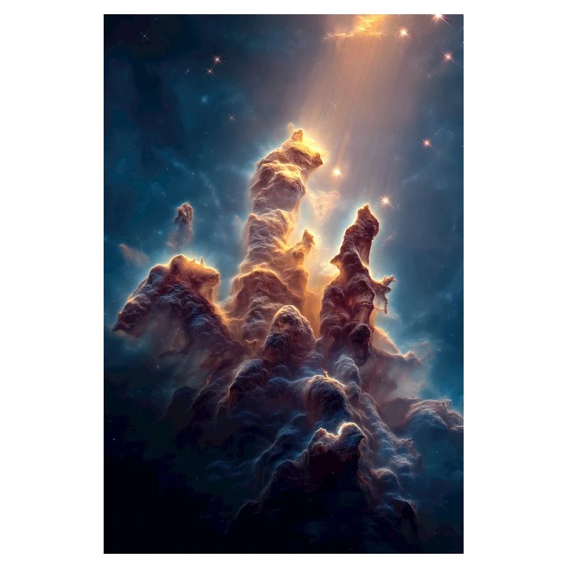 Lumière céleste sur les sommets des nébuleuses