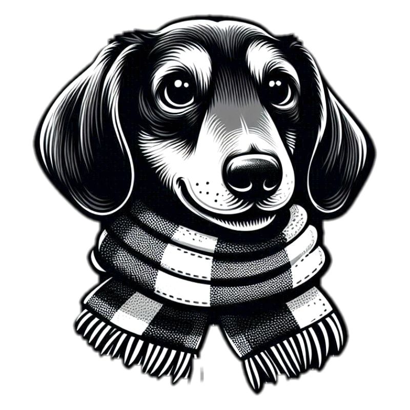 Teckel avec écharpe