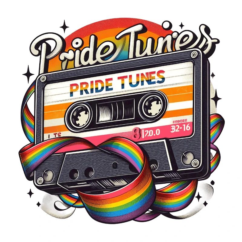 Pride Tunes Retro Rainbow Cassette Design